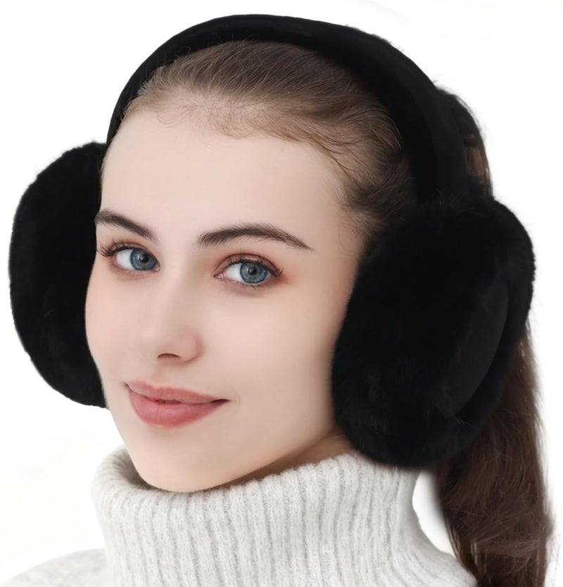 Kedofe Ear Muffs for Winter Women Foldable Fuzzy Cold Outdoor Earmuffs Soft Faux Furry Ear Warmers Covers - Image 2